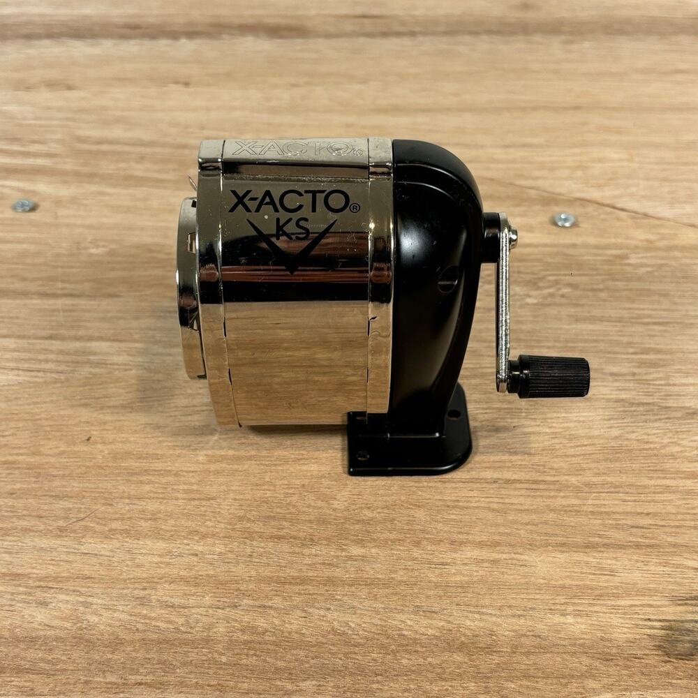 X-ACTO KS Manual Pencil Sharpener Chrome Black Multi-Hole Table Wall Mount 1041